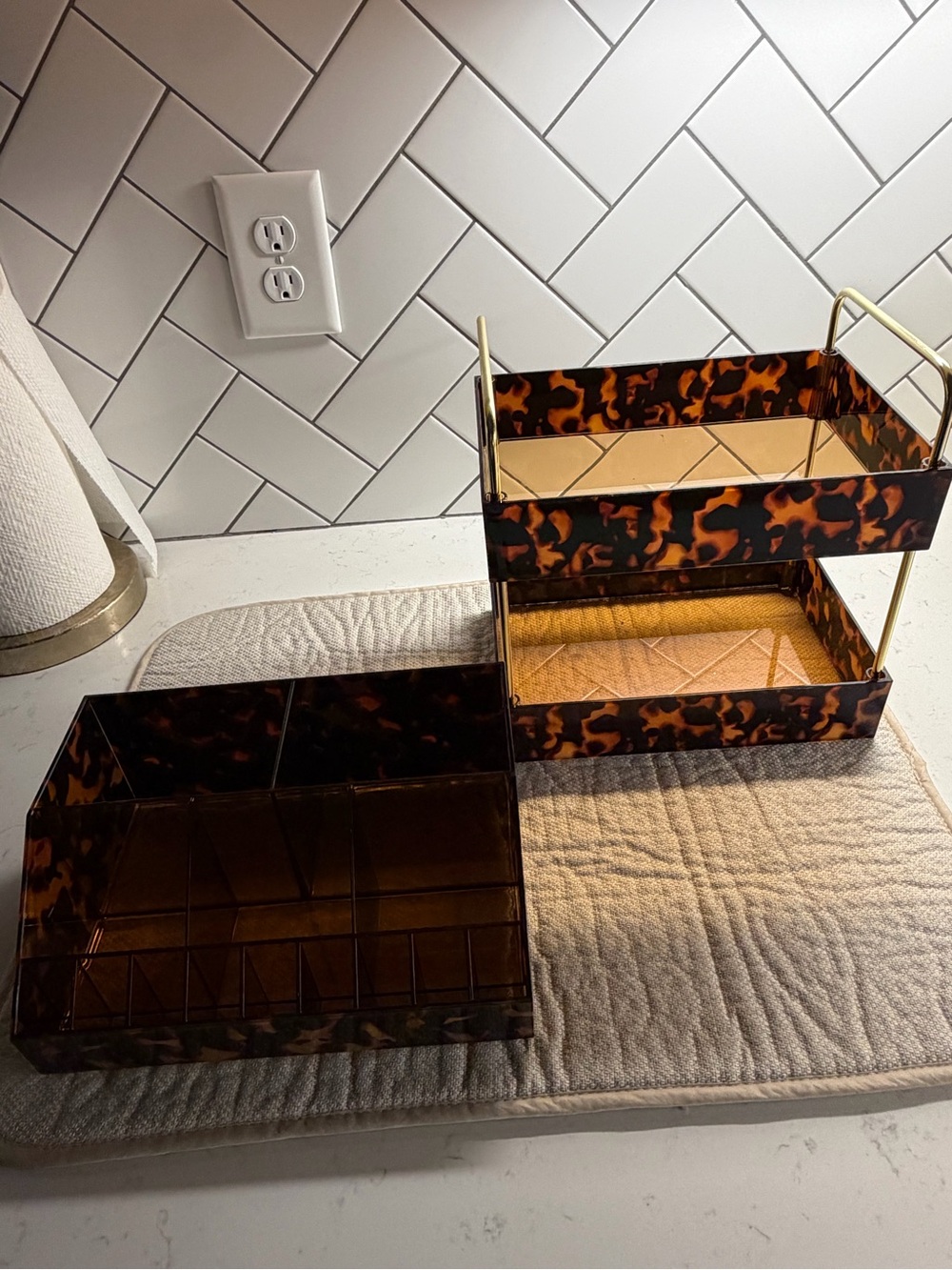 Tortoiseshell Acrylic Desk Organizer - 2-Piece Home Storage Set